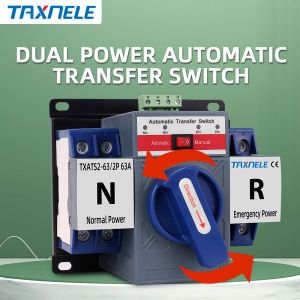 TAXNELE ATS 2P 63A 230V 220V Circuit Breaker Dual Power Automatic transfer switch Auto transfer switch