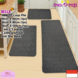 Tren-D-rugs Karpet keset kaki alas lantai kamar tidur ruang tamu koridor panjang lorong runner kitchen mat polos anti slip murah 1 set isi 3 pcs - NMs