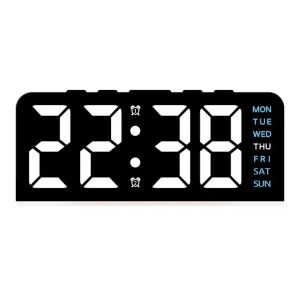นาฬิกาปลุก LED นาฬิกาดิจิตอลควบคุมเสียงวันที่สัปดาห์ 12/24H อุณหภูมิความสว่างปรับห้องนอน Home Office Decor ของขวัญ