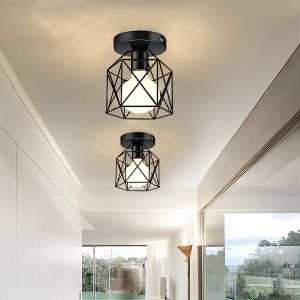 Industrial Wind Ceiling Light Geometric Wrought Iron Pendant Light Retro Aisle Lamp for Living Dining Room Bar Indoor Lighting
