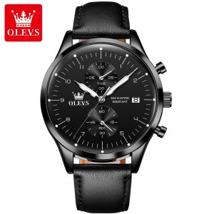 OLEVS 2880 Watch Mens Brand Luxury Leather Sports Wristwatch Date Men Analog Quartz Watch Classic Trendy Timepiece