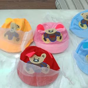 Mũ kèm khăn voan cho bé sơ sinh [chống bụi gió ]