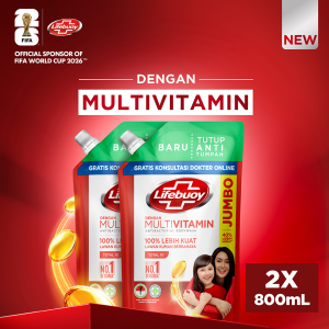 [HEMAT 30%] Lifebuoy Sabun Mandi Cair Body Wash Total 10 Antibakteri 800ml x2