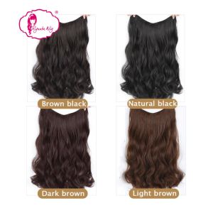 Ryuuta Wig Hair Clip Hair Extension Clip Hairclip Gelombang Panjang U Shape Hitam Coklat 45 cm