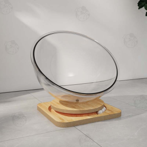 🐱 รังแมวแคปซูลอวกาศ 2in1 ✨ | โดมอะคริลิคใส + ไม้เนื้อแข็งทนทาน 🛏️ | ของเล่นจานเสียงในตัว 🎯 | เหมาะสำหรับนอนและเล่น