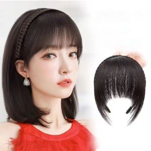 HELUVK with Long Sides Braided Headband Invisible Wig Synthetic Hair Belt Bohemian Style  Flase Brown Headband Bangs Women