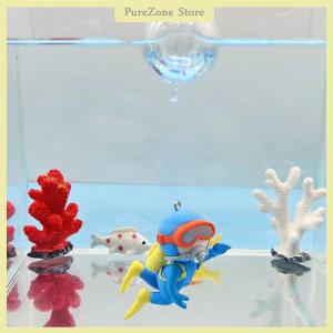 [PureZone] ของตกแต่งตู้ปลารูปปลาวาฬรูปหญิงสาวพร้อมลูกบอลพลาสติกลอยน้ำได้ถังปลานักดำน้ำเครื่องประดับตกแต่งตัวการ์ตูนน่ารัก