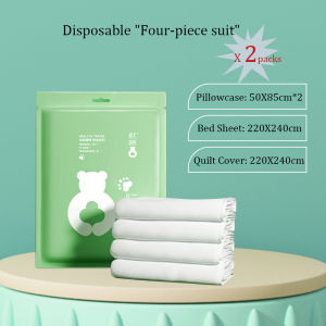 Disposable Bed Sheet Quilt Cover Pillowcase Travel Set Double Four-piece Hotel Supplies
