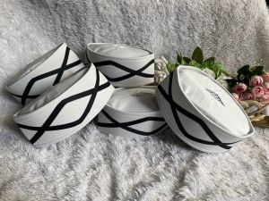 Peci dewasa jalit pita silang black & white