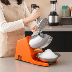 BESTIT Electric Ice Shaver 4 Double Blades Splash Proof Electric Ice Crusher Commercial Large Capacity Snowflake Sand Ice Machine Milk Tea Shop