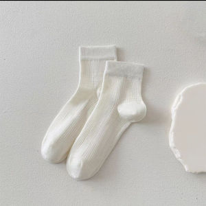 Thigh-high Socks Elegance Breathable Socks Mid-calf Mesh Thin Section Solid Color Vertical Strip