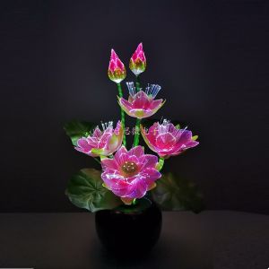 Led flower lights Lotus light buddha lamp Fo lamp Novelty artistic optical fiber flower
