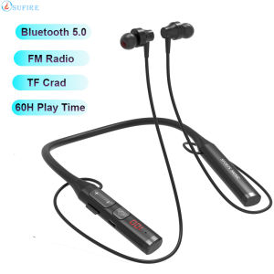 Neck-mounted Bluetooth Earphones Multi-function Display Wireless Headset Sports EarBuds Bluetooth5.0 Headphoens with FM Radio TF Card 5 EQ Sound Effects