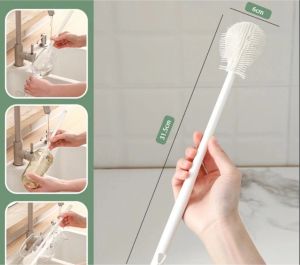 Silicone Long Handle Cup Brush Folding Brush Head Household Kitchen Water Cup Baby Bottle Brush