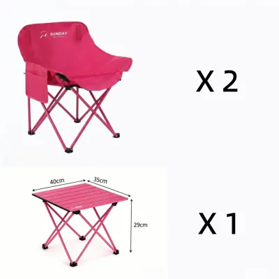Sunday Outdoor Portable Folding Camping Table & 2 Chairs Set Lightweight With Carry Bag