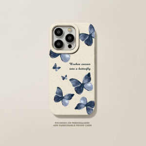 For iPhone 14 Pro max Blue Butterfly ins Trendy shell 13 12 11 15 8plus 7plus iPhone Case XR X Xs Max 11pro Soft glue