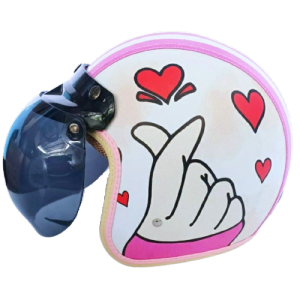 Helm Bogo Dewasa Full Leher Motif Tangan Love - Kulit - Free Packing Kardus