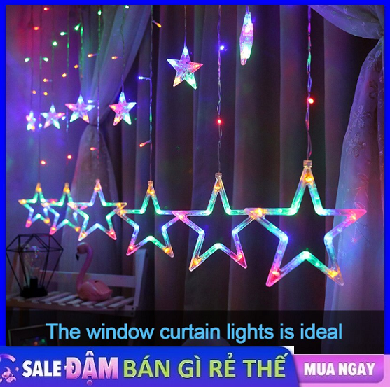 [ Hàng tốt ] Dây đèn chớp rèm màn ngôi sao 138 LED, dây đèn LED nháy ...