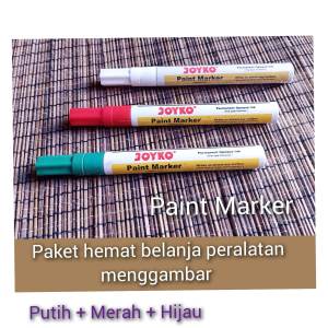 Joyko Paint Marker  Spidol Cat Putih Merah Dan Hijau Hiasan Gambar Totol2 Peralatan Menggambar