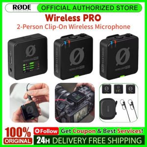 Rode Wireless Pro 2.4G ไมโครโฟนไร้สาย/ระบบเครื่องบันทึกแบบคลิปได้2คนพร้อม Lavaliers สำหรับสมาร์ทโฟนแล็ปท็อปกล้อง