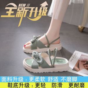 [Free Shipping] 2026 Womens Summer High-Heeled Sandals Dual-Wear Thick-Soled Bowknot Versatile Non-Slip Soft-Soled Fashionable Style