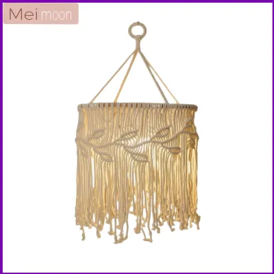 Lamp Shade with Tassels Bohemian Macrame Lampshade Woven Macrame Lamp Shade for Bedroom Living Room Reading Corner