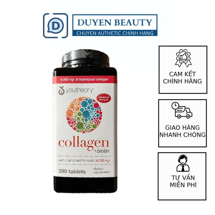 Viên uống Collagen + Biotin Youtheory Advanced Formula của Mỹ 390 viên ...