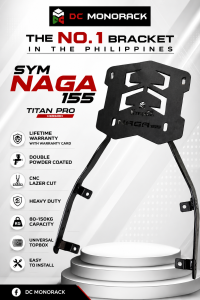 SYM NAGA 155 TOPBOX BRACKET TITAN PRO VERSION HEAVY DUTY DOUBLE POWDER COATED PLUG AND PLAY CNC LAZER CUT LIFETIME WARRANTY