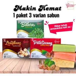(Lebih Hemat 3 in 1) Produk Sabun Panu Lengkuas Sabun Jerawat dan Sabun Biang Keringat Giza Beauty