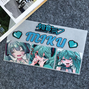 Car Styling JDM Hatsune Miku Japanese Anime Cartoon Cute Girl Car Reflective Stickers Decor Windshield Glass Car Window Body Motorcycle Scooter Decals