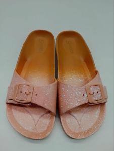 #539-3 Two Tone Color Slipper for Women with Strap Plastic Buckle