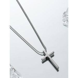 KALUNG TITANIUM PRI WANITA PREMIUM BELUT LIONTIN SALIB MODEL HIP HOP KOREA