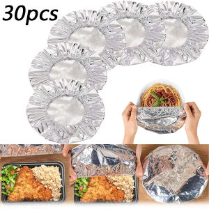 Aitemay 100Pcs Aluminum Foil Food Insulation Cover Thickened Kitchen Fresh-Keeping Food Storage Wrap Microwave Safe Food Cover