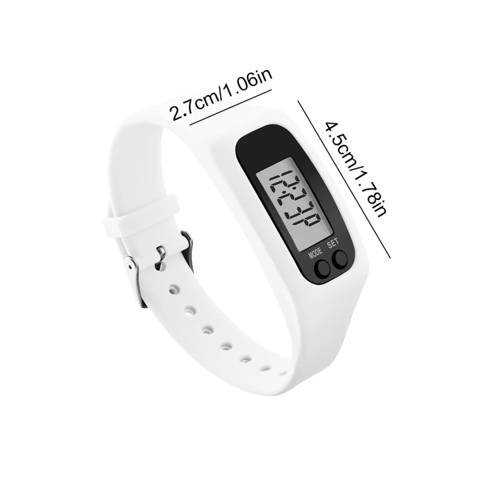 LED Pedometer Bracelet Step Counter Watch 12/24H Time Display Walking  Running Pedometer Fitness Watch for Adults Kids