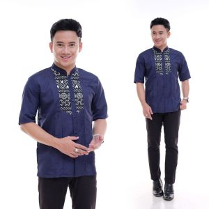 Baju koko pria bordir batik lengan pendek Busana muslim Modern INSANSTORE1