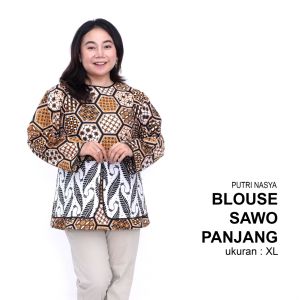 Atasan Batik Blouse Big Size Wanita Kerja Jumbo L-XL-2L-3L-4L-5L-6L-7L Model Blus Jumbo Seragam Batik / Atasan Formal Bahan Kantor Big Size Wanita