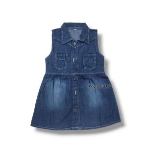Dhea Dres Denim Jeans Kaboi Baju Anak Perempuan Bayi Lengan Pendek Kayla Kiddoz