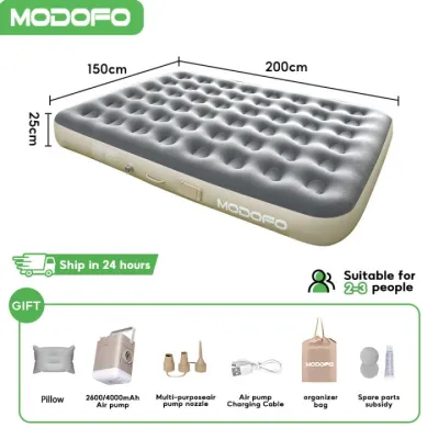 MODOFO เตียงเป่าลม ที่นอนเป่าลม Airbed พร้อมปั้มลมอัตโนมัติในตัวแบบไร้สาย PVC หนา 40/25ซม