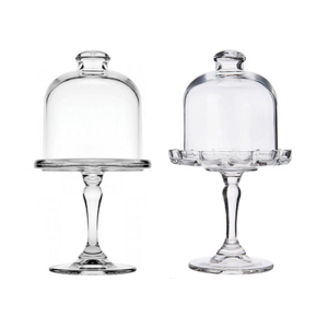 Classical Clear Glass Pastry Plate with Footed Design and Dome Cover for Wedding Parties and Home Entertaining