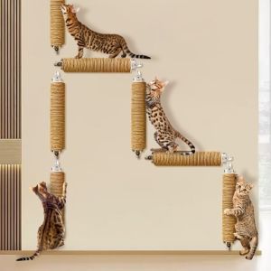 OUTOPEN Wall Mounted Cat Climbing Frame Self Adhesive Cylinder Cat Scratching Post Pet Toy Wear Resistant Cat Scratching Stick Indoor