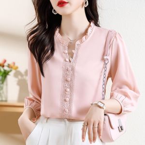 Noble Lady Business Shirt Female New Design Fashion Top Summer Lace Small Shirt Large Size Korean Version Workwear Trend