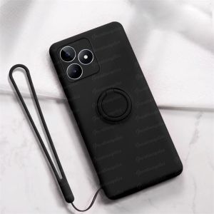 IDEA CASE - Realme C63 Soft Case Black Ring Standing Premium Doff Tali Lanyard Casing Handphone
