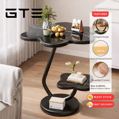 GTE 2 Tier Flower Design Furniture Sofa Side Cabinet Coffee Table Living Room Corner Storage Small Table Bedside Meja Kecil Retro - Fulfilled by GTE SHOP