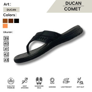 Sandal Jepit Pria DUCAN Comet Kulit Premium Warna Coklat/Maroon Anti-Slip
