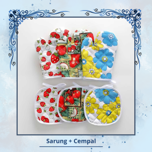 Sarung Tangan Oven Anti Panas + Cempal / Sarung Tangan Oven Tebal / Pelindung Tangan Anti Panas