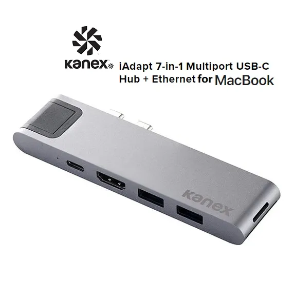 Kanex iAdapt 6-in-1 Multiport USB-C Hub + Ethernet Multi Port Adapter for Apple Macbook Air Macbook Pro