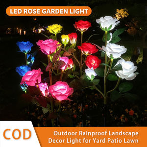 Solar Rose Light LED Outdoor Waterproof Garden Lights Lawn Decorative Landscape Lamp Deck Patio Road Lighting Christmas Birthday Party