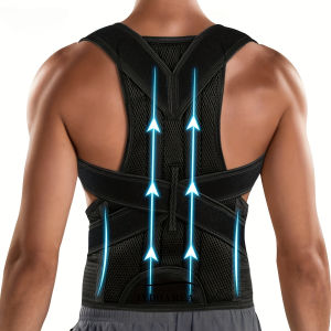 Buzesty Back Brace Posture Corrector for Men and Women - Improve Posture Lower Back and Waist Pain Full Lumbar Support Shoulder and Neck Stretcher Adjustable Straps and Breathable Material