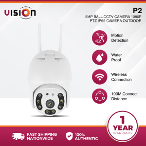 (CLEARANCE SALE) VISION P2 5MP PTZ Ball CCTV Camera | 1080P Full HD Outdoor Security Camera | IP65 Waterproof | 4X Digital Zoom | Night Vision | Motion Detection | Remote Monitoring | Home Office Shop and Outdoor Surveillance Camera