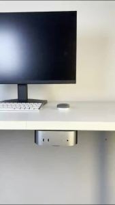 [QiaoFan] All Metal Mount Holder Bracket for MacM4/M4 Pro 2024 Under Desk or Behind The Monitor Under Holder Desktop Rack Cooling